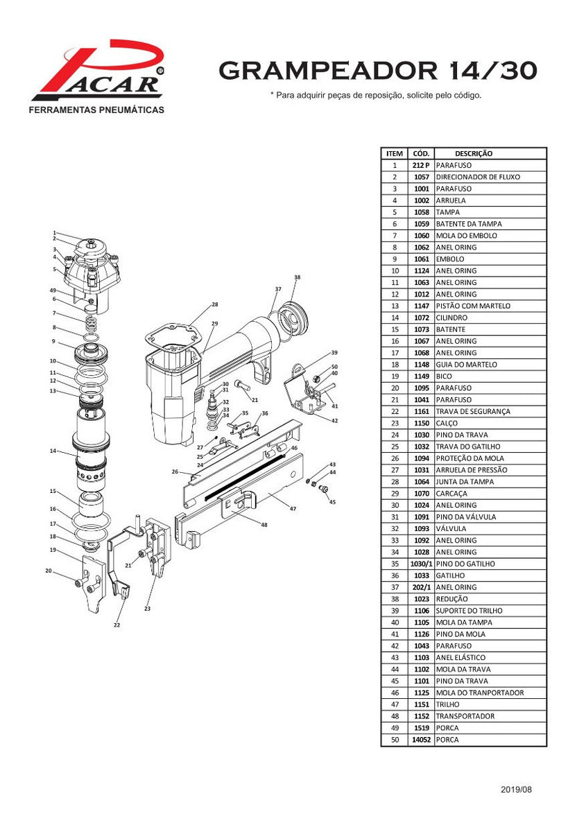 Grampeador Pneumático Profissional 14/30 Pacar